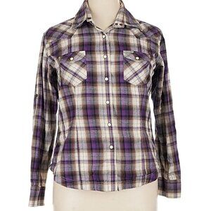 Powder River Outfitters Plaid Button-Down Shirt; Size XL; EUC; Western; Cotton